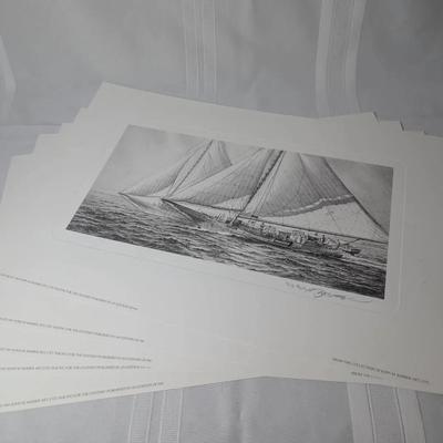 5 Signed John Barber B&W Prints...Running For The Oysters