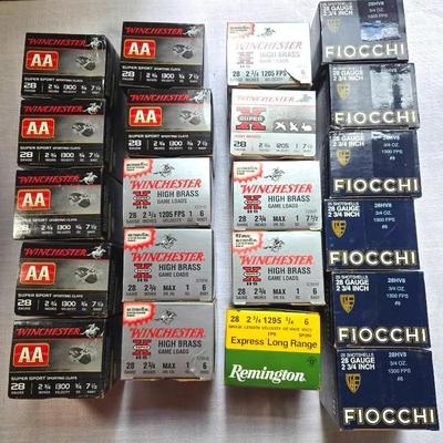 Group Of 28 Gauge Shotgun Shells Ammo