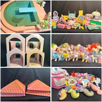 Large Lot of Vintage G1 My Little Pony Toys: MLP Paradise Estate, Wavedacers & More 