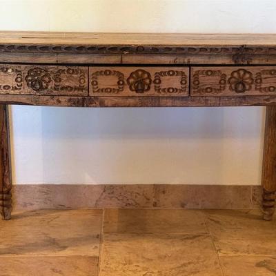 Spanish Style Carved Trunk Table 