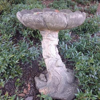 Concrete Bird Bath & Hummingbird Hook