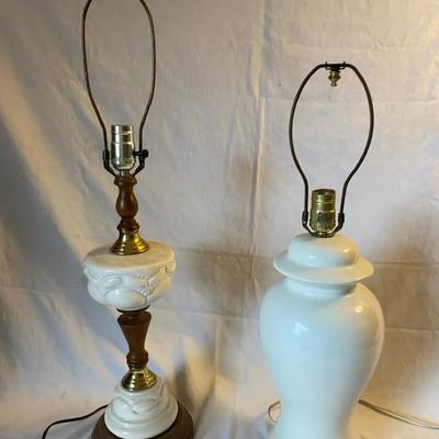 2 White Glass Lamps