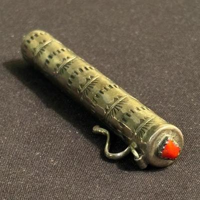 Vintage Sterling and Coral Toothpick Holder