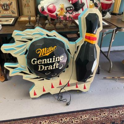 Vintage Lighted Miller Sign - Bowling 
