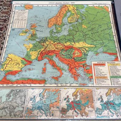 1950s Map Europe (roll-up wall mount)