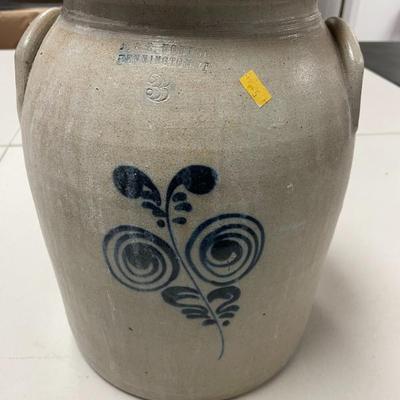 Norton Bennington VT Blue Salt Glazed Stoneware Crock