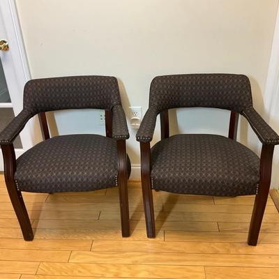 Pair of Upholstered Guest Chairs with Wood Frames #1