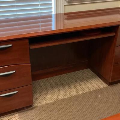 Cherry Wood Executive Desk with Storage