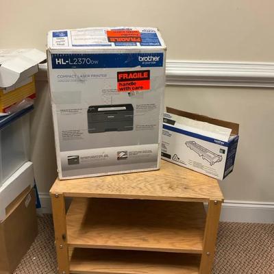 L2370DW Compact Laser Printer with Extra Toner & Rolling Wooden Stand