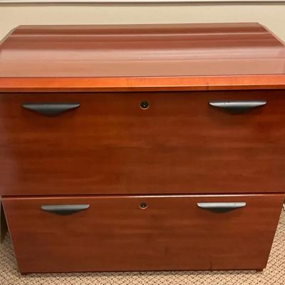 Cherry Wood Two-Drawer Lateral File Cabinet