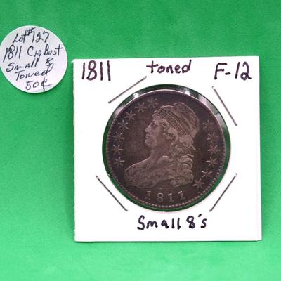 Sale Photo Thumbnail #288: 1811 Small 8's Toned Capped Bust Half Dollar 