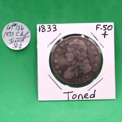 Sale Photo Thumbnail #286: 1933 Toned Capped Bust Half Dollar 