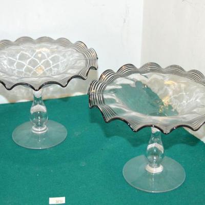 Pair of Sterling Overlay Compots 