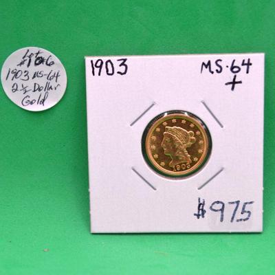 Sale Photo Thumbnail #246: 1903 2 1/2 Dollar Liberty Head Gold Coin 