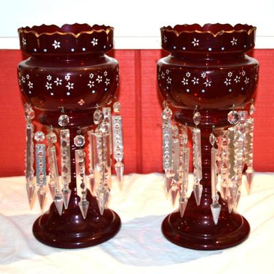 air of Red Glass and Enameled Lustra's 