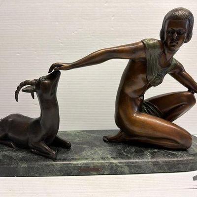 8138 • larry flynt lucien alliot “girl with impala” bronze statue