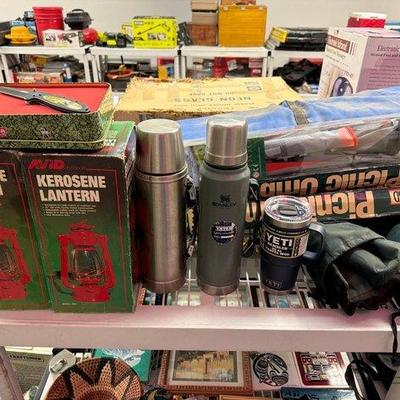 Sale Photo Thumbnail #160: 2260 • kerosene lanterns, yeti rambler, stanley thermos, coleman