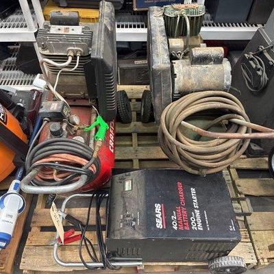 Sale Photo Thumbnail #125: 2156 • 2 sears air compressors, sears manual battery charger