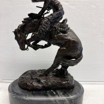8129 • frederic remington “the rattlesnake” bronze statue