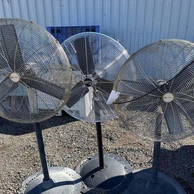 81042 • 2 boston harbor industrial fans, 1 hampton bay industrial fan