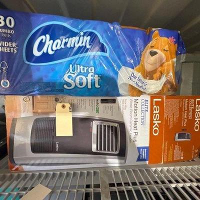 2812 • 30 charmin toilet paper rolls 1 lasko electric heater