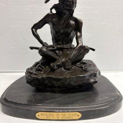 8144 • charles marion russell ”watcher of the plains” bronze sculpture