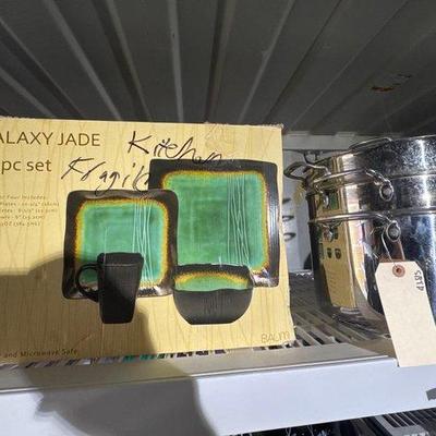 2832 • baum 16 piece galaxy jade dinner set, 3 piece pot set