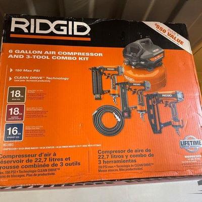 2916 • ridgid 6 gallon air compressor and 3 tool combo kit