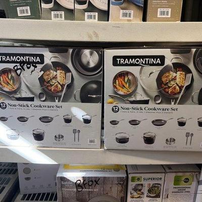 8056 • 2 tramontina 12pc non stick cookware sets