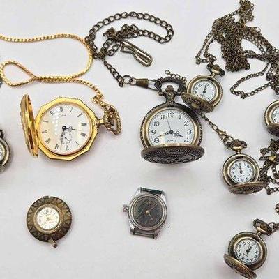 Sale Photo Thumbnail #48: 1158 • (10) pocket watches & watch parts