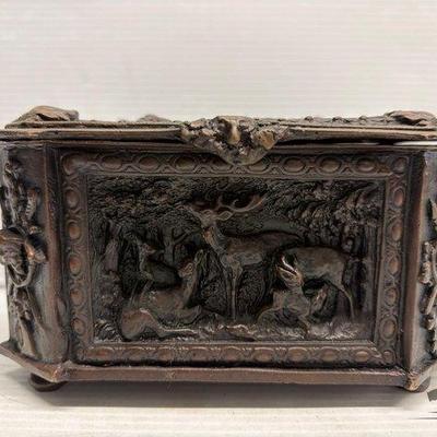 8148 • decorative bronze casket jewelry box