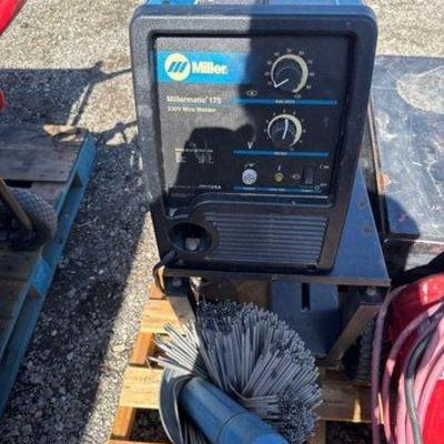 81026 • miller welder, bucket of welding rods