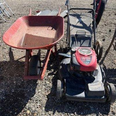 84012 • craftsman lawnmower and true temper wheel barrow