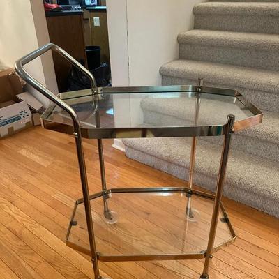 Mid-Century Modern Brass and Glass Bar Cart