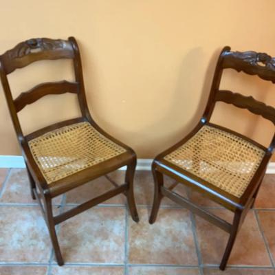 Two Wooden and Wicker Weave Chairs