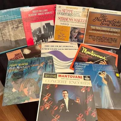 Mantovani, Henry Mancini, and Nat King Cole Vinyl Set