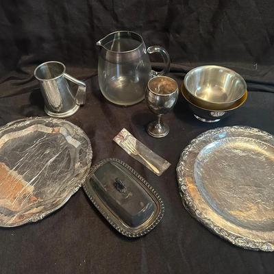 Silverplate & Metal Serveware Lot – Trays, Pitcher, Bowls & More