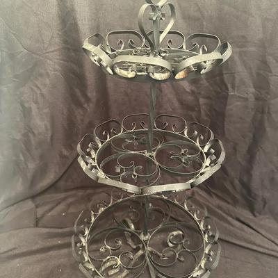 3-Tiered Wrought Iron or Scroll Metal Display Stand