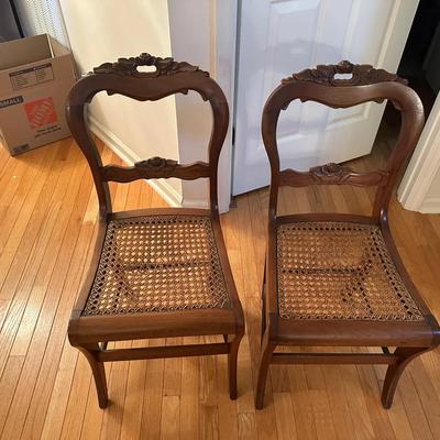French Antique Style Caned Side Chairs