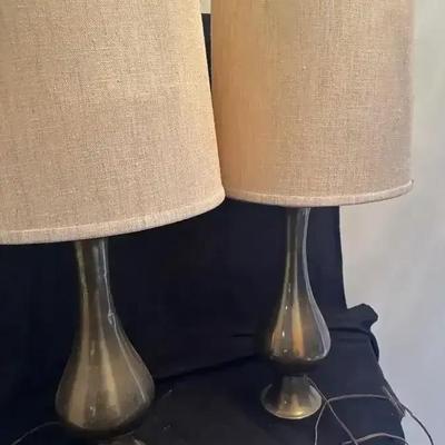 2 Elegant Brass-Tone Accent Lamps
