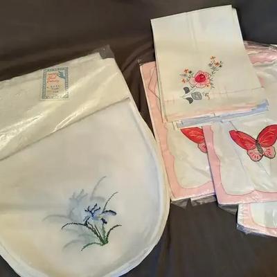 Elegant Vintage Embroidered Linens