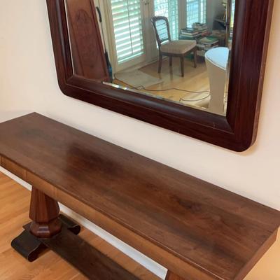 Long Rustic Table And Large Mirror 