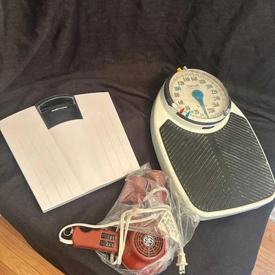 Health and Personal Care Items: Two Scales and Vintage GE Hair Dryer