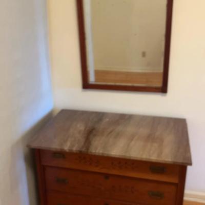 Wooden Dresser And Mirror Set