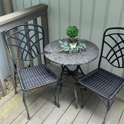 Cute Metal Table With Two Matching Chairs 