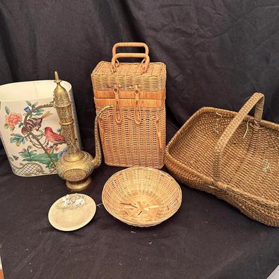 Wicker Baskets and Global Home Decor Lot