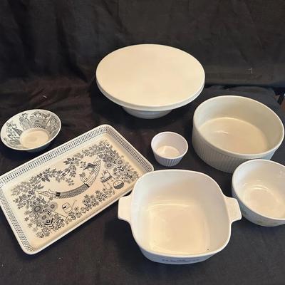 White Ceramic & Bakeware Lot – CorningWare, Serving Pieces & More