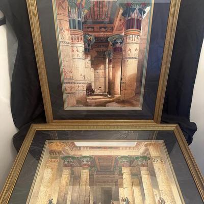Antique-Style Prints of Egyptian Temple Interiors