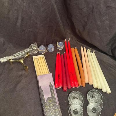 Lenox Candles, Brass Candelabra, and Glass Candle Holders Lot