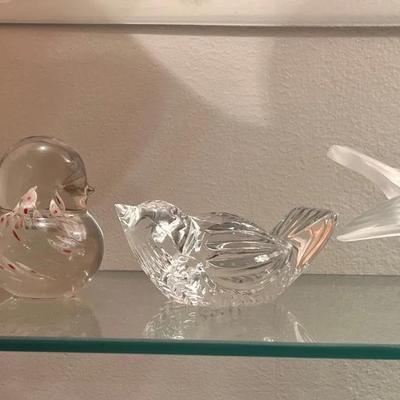 Hand Blown Glass Millefiori Bird Paperweights + More